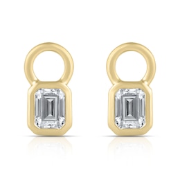 HS Edit LOVE & LOCKS Sterling Silver Gold Plated & CZ Emerald Shaped Earring Charms