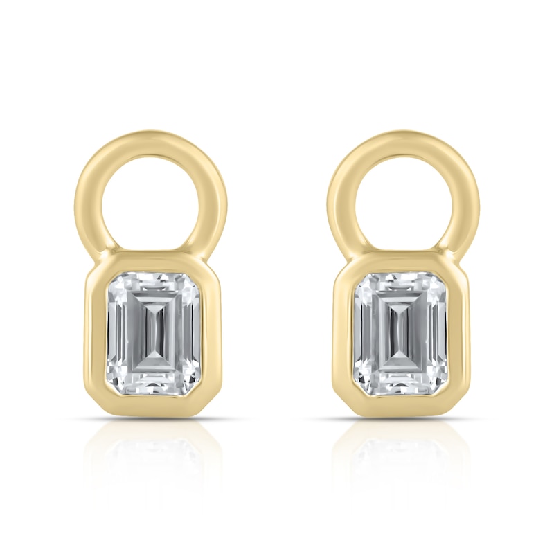 Main Image 1 of HS Edit LOVE & LOCKS Sterling Silver Gold Plated & CZ Emerald Shaped Earring Charms