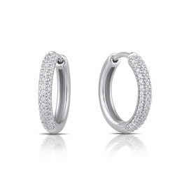 HS Edit LOVE & LOCKS Sterling Silver & Cubic Zirconia Pavé 12mm Hoop Earrings