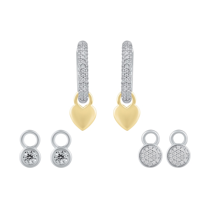 Main Image 4 of HS Edit LOVE & LOCKS Sterling Silver & Cubic Zirconia Pavé 12mm Hoop Earrings