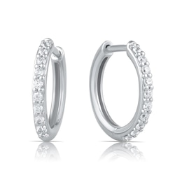 HS Edit LOVE & LOCKS Sterling Silver Cubic Zirconia 12mm Hoop Earrings