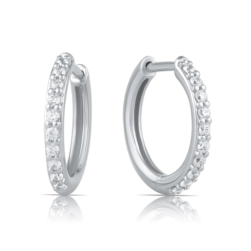 Main Image 1 of HS Edit LOVE & LOCKS Sterling Silver Cubic Zirconia 12mm Hoop Earrings