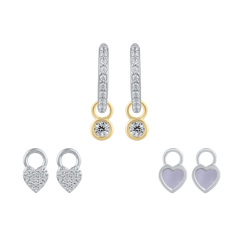 Main Image 3 of HS Edit LOVE & LOCKS Sterling Silver Cubic Zirconia 12mm Hoop Earrings