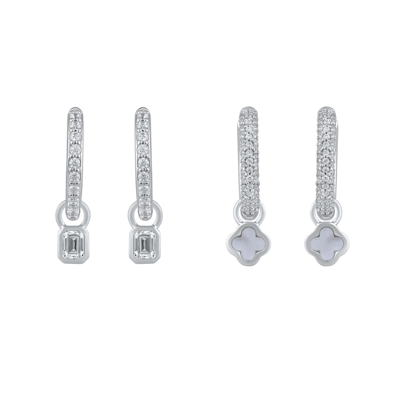 Main Image 4 of HS Edit LOVE & LOCKS Sterling Silver Cubic Zirconia 12mm Hoop Earrings