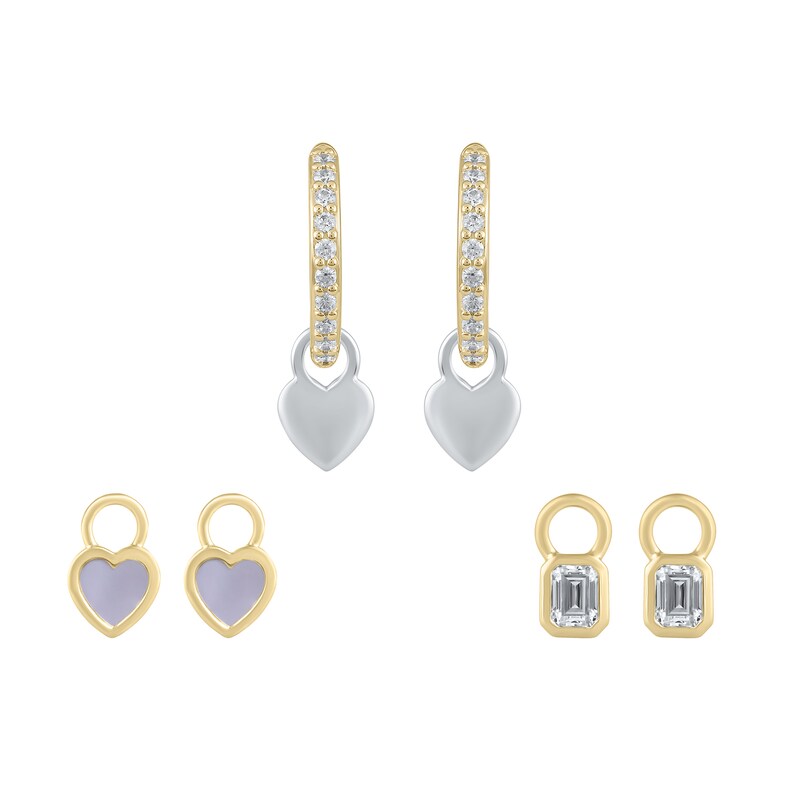 Main Image 4 of HS Edit LOVE & LOCKS Sterling Silver Gold Plated & Cubic Zirconia 15mm Hoop Earrings