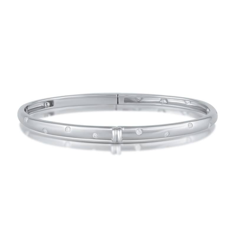 Main Image 1 of HS Edit LOVE & LOCKS Sterling Silver & Cubic Zirconia Dot Hinge Bangle