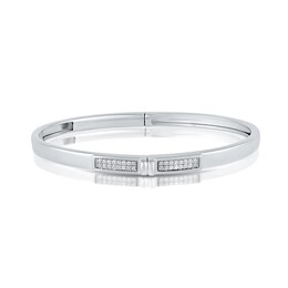 HS Edit LOVE & LOCKS Sterling Silver & Cubic Zirconia Pavé Hinge Bangle