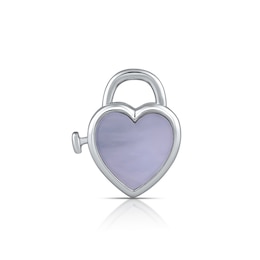 HS Edit LOVE & LOCKS Sterling Silver & Mother Of Pearl Heart Padlock Charm