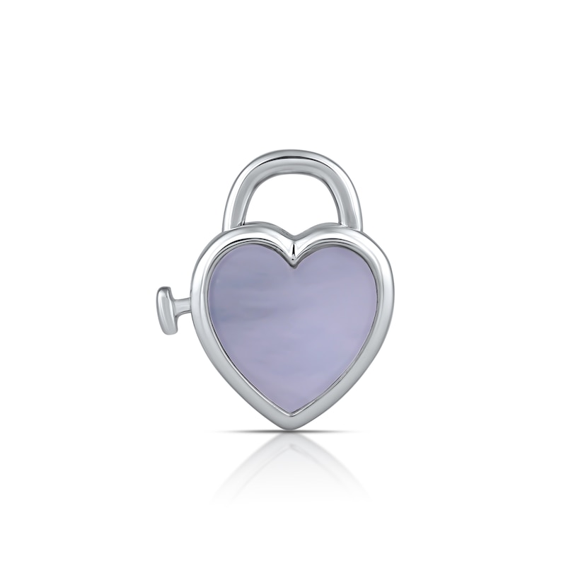 Main Image 1 of HS Edit LOVE & LOCKS Sterling Silver & Mother Of Pearl Heart Padlock Charm