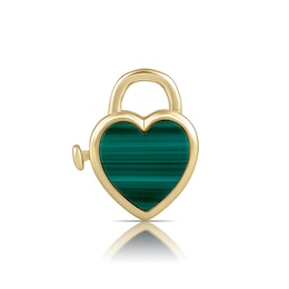 HS Edit LOVE & LOCKS Sterling Silver Gold Plated & Malachite Heart Padlock Charm