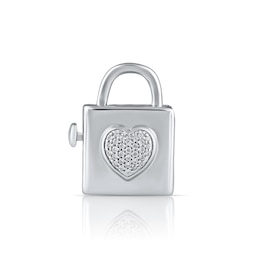 HS Edit LOVE & LOCKS Sterling Silver & Cubic Zirconia Heart Pavé Padlock Charm