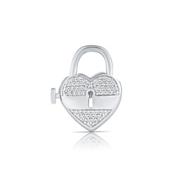 HS Edit LOVE & LOCKS Sterling Silver & CZ Pavé Heart Shape Padlock Charm