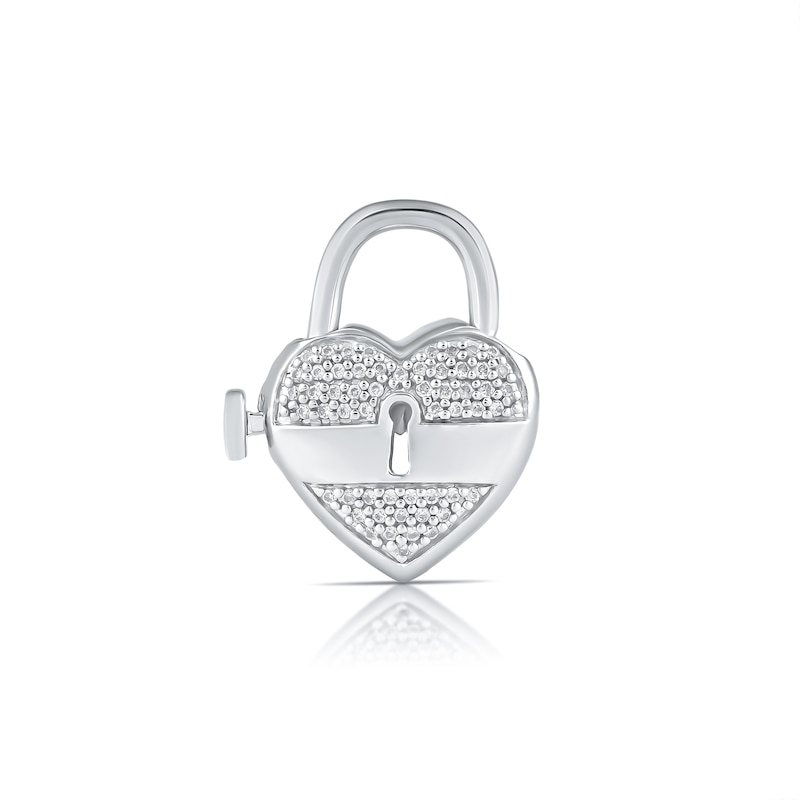 Main Image 1 of HS Edit LOVE & LOCKS Sterling Silver & CZ Pavé Heart Shape Padlock Charm