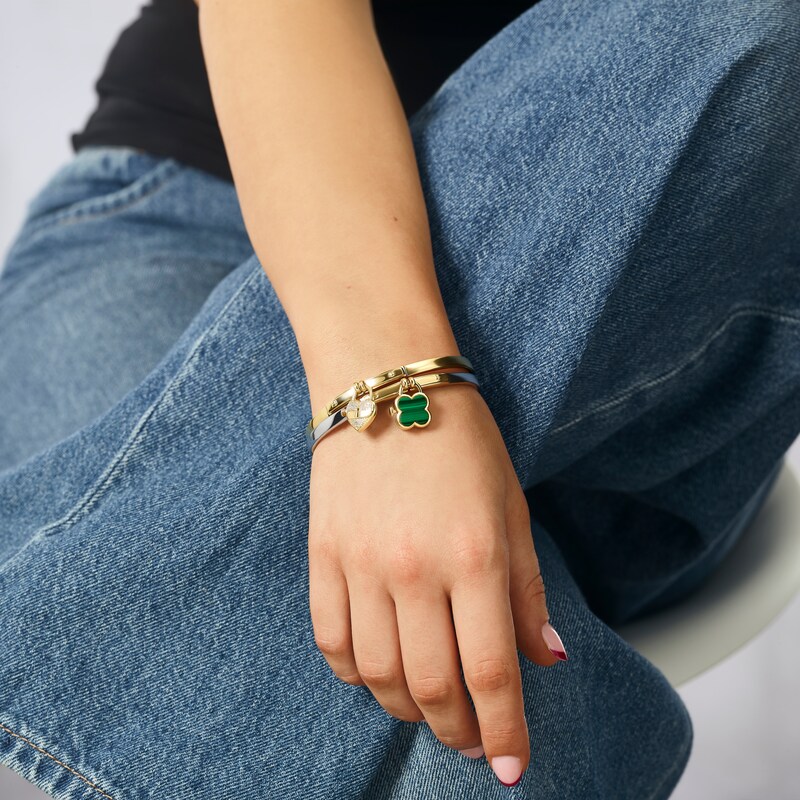 Main Image 4 of HS Edit LOVE & LOCKS Sterling Silver Gold Plated & CZ Pavé Heart Shape Padlock Charm