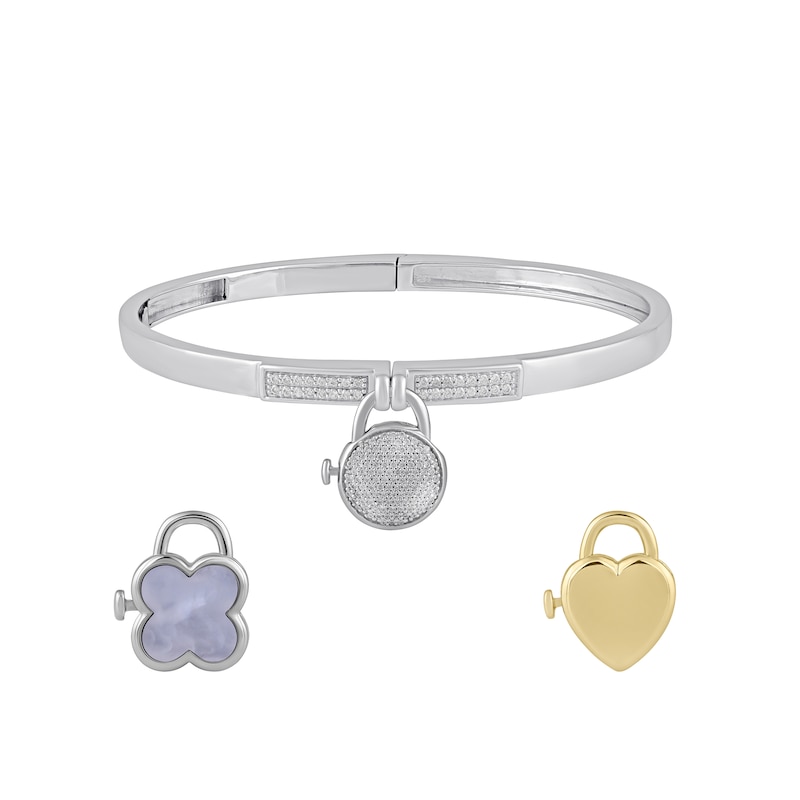 Main Image 3 of HS Edit LOVE & LOCKS Sterling Silver & Cubic Zirconia Pavé Round Padlock Charm