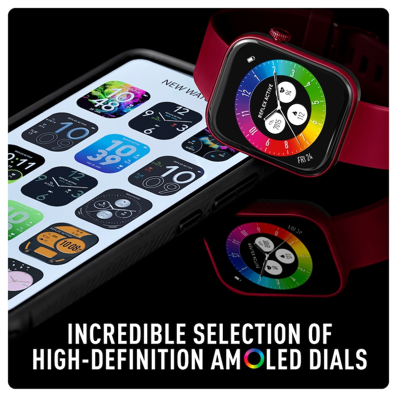 Main Image 5 of Reflex Active Spectra AMOLED Display Berry Silicone Strap Smartwatch