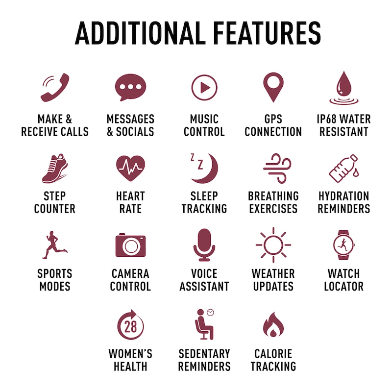 Main Image 6 of Reflex Active Spectra AMOLED Display Berry Silicone Strap Smartwatch