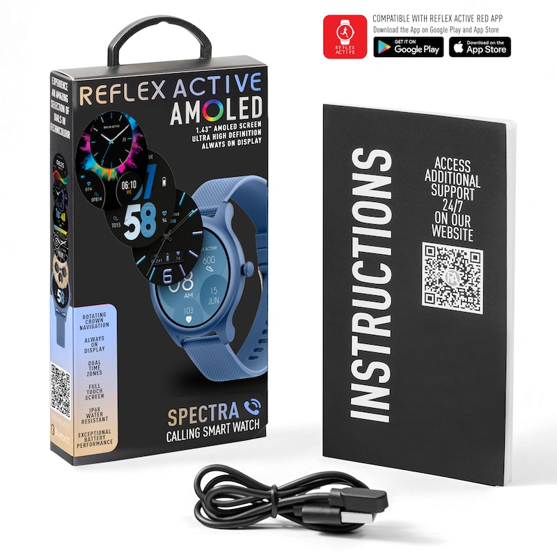Main Image 6 of Reflex Active Spectra AMOLED Display Blue Silicone Strap Smartwatch
