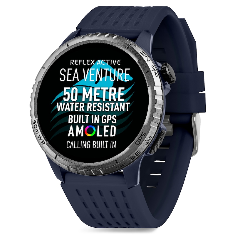 Main Image 1 of Reflex Active Sea Venture Swim-Safe AMOLED GPS Blue Silicone Strap Smartwatch