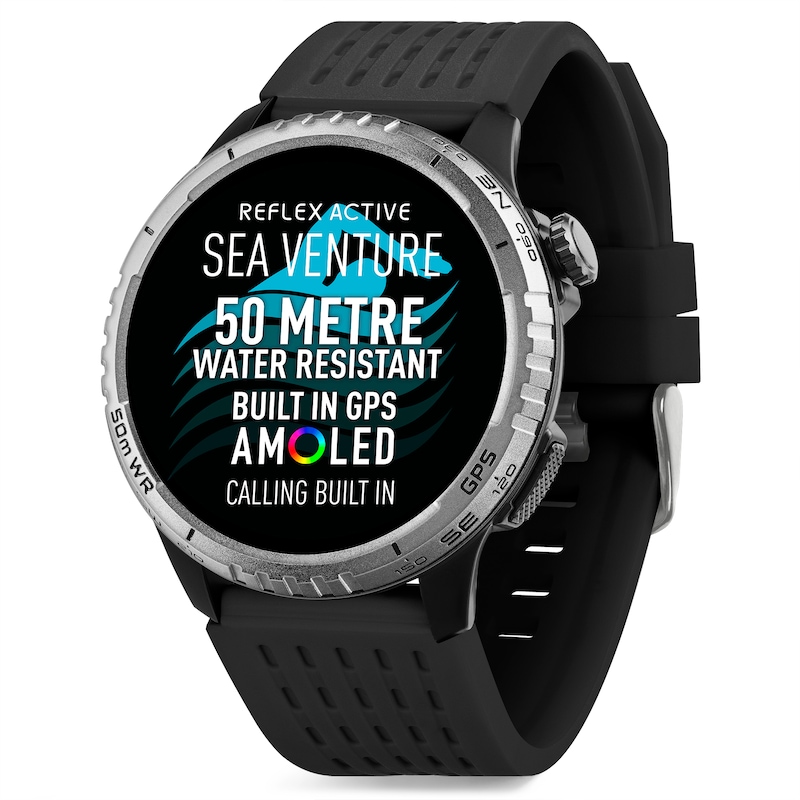 Main Image 1 of Reflex Active Sea Venture Swim-Safe AMOLED GPS Black Silicone Strap Smartwatch