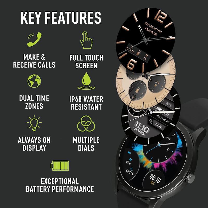 Main Image 2 of Reflex Active Series 31 AMOLED Display Black Silicone Strap Smartwatch