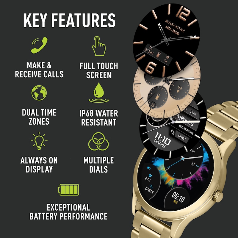 Main Image 2 of Reflex Active Series 31 AMOLED Gold Stainless Steel Bracelet Smartwatch