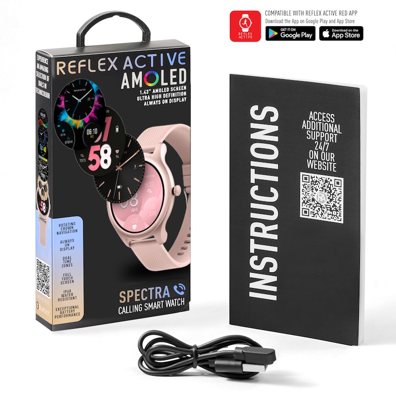Main Image 6 of Reflex Active Spectra AMOLED Display Pink Silicone Strap Smartwatch