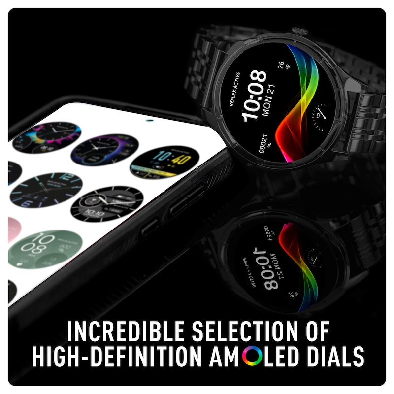 Main Image 4 of Reflex Active Spectra AMOLED Display Black Stainless Steel Bracelet Smartwatch