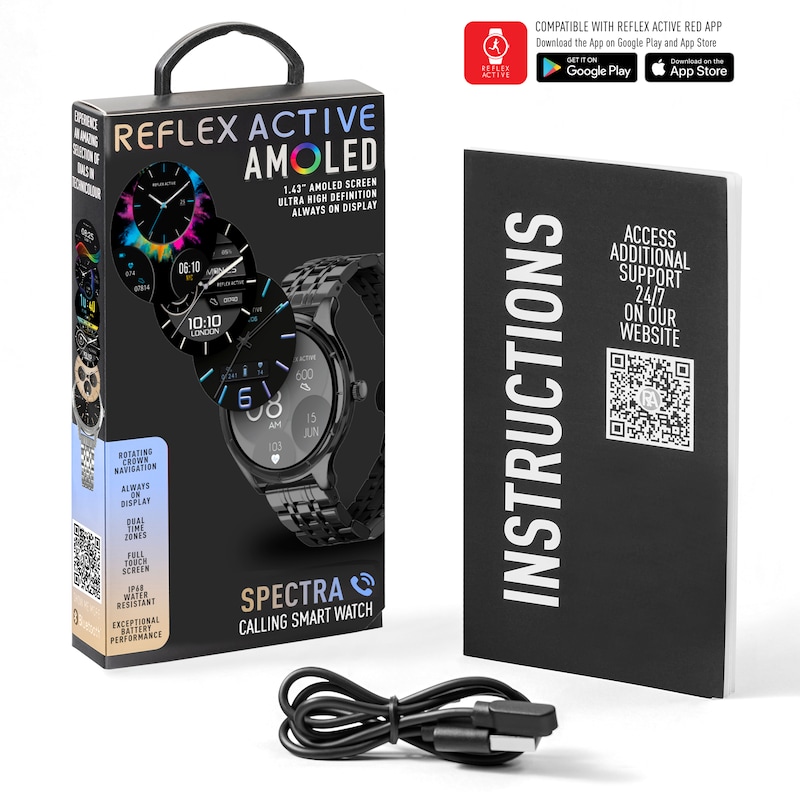 Main Image 6 of Reflex Active Spectra AMOLED Display Black Stainless Steel Bracelet Smartwatch