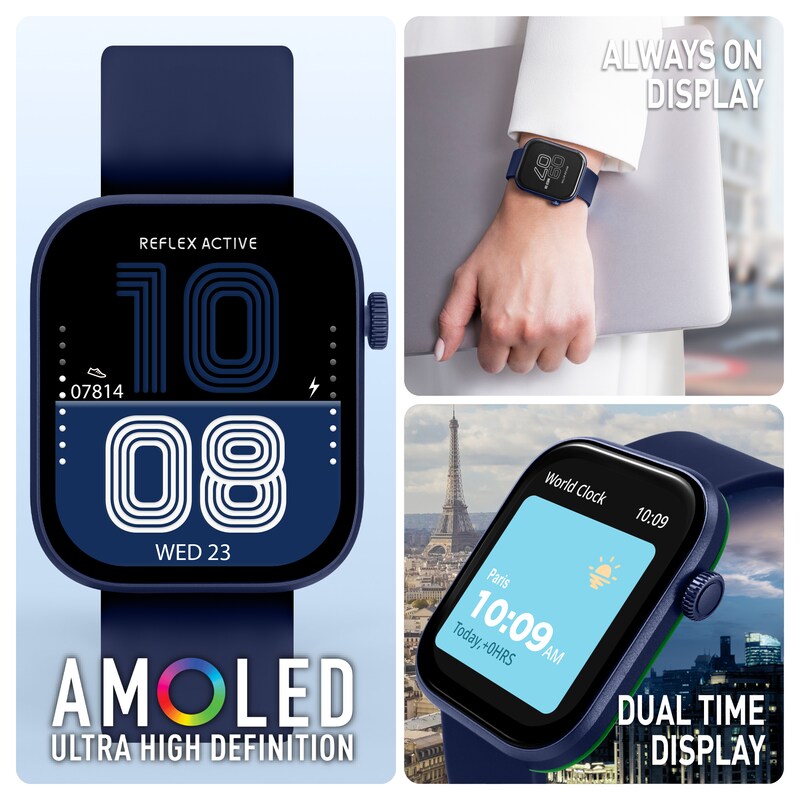 Main Image 3 of Reflex Active Spectra AMOLED Display Navy Silicone Strap Smartwatch