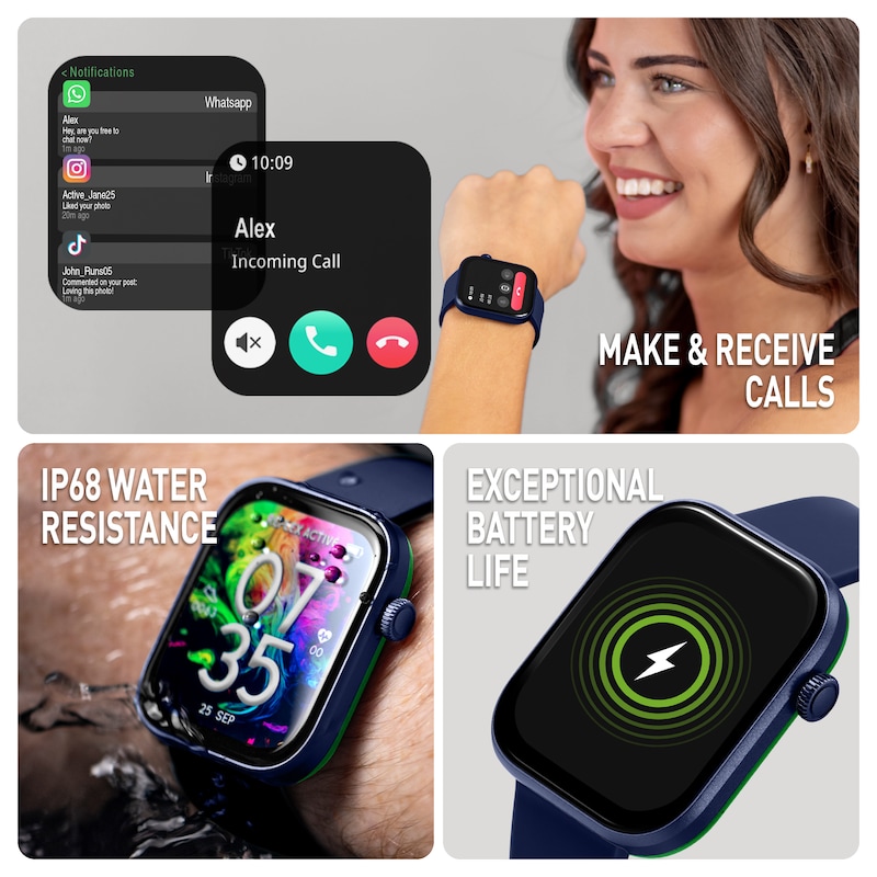 Main Image 4 of Reflex Active Spectra AMOLED Display Navy Silicone Strap Smartwatch