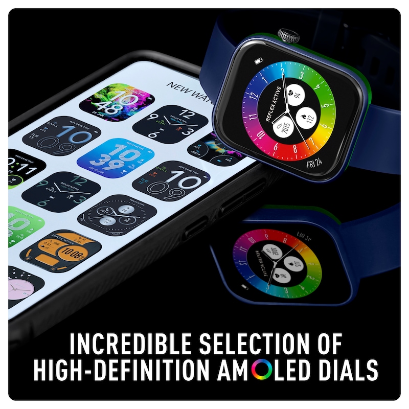 Main Image 5 of Reflex Active Spectra AMOLED Display Navy Silicone Strap Smartwatch