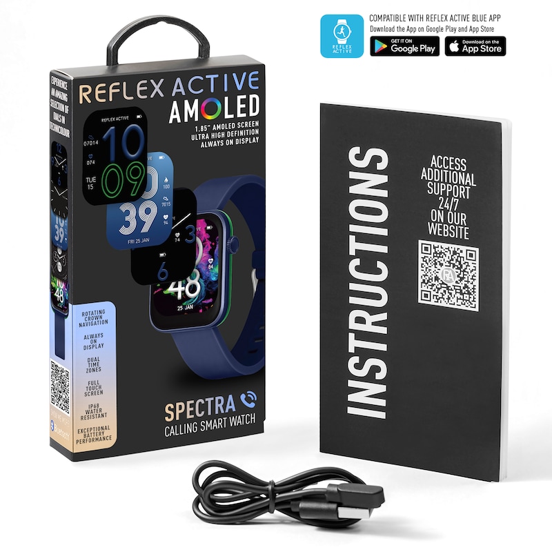Main Image 7 of Reflex Active Spectra AMOLED Display Navy Silicone Strap Smartwatch