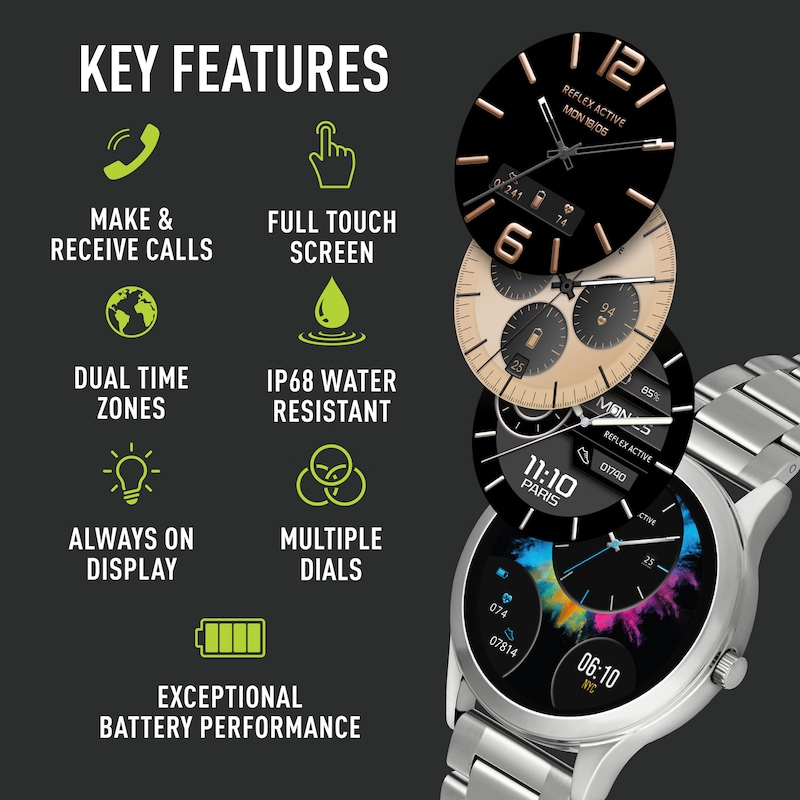 Main Image 2 of Reflex Active Series 31 AMOLED Display Stainless Steel Bracelet Smartwatch