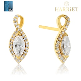 Harriet Sterling Silver & 18ct Yellow Gold Plated Vermeil 0.50ct Lab-Grown Diamond Twist Drop Earrings