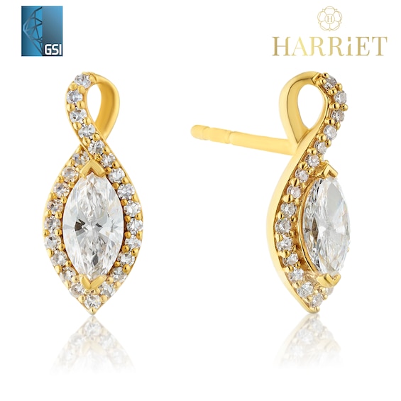 Harriet Sterling Silver & 18ct Yellow Gold Plated Vermeil 0.50ct Lab Grown Diamond Twist Drop Earrings