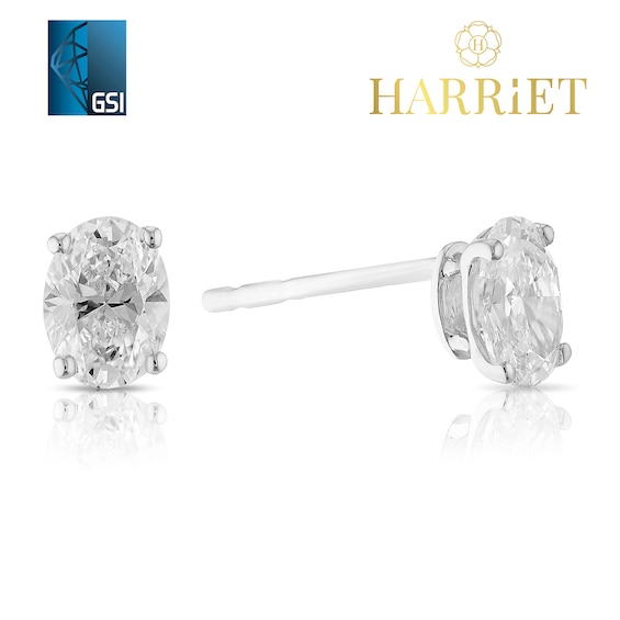 Harriet 9ct White Gold 0.50ct Lab-Grown Diamond Oval Stud Ea