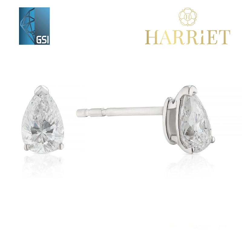 Main Image 1 of Harriet 9ct White Gold 0.50ct Lab-Grown Diamond Pear Stud Earrings