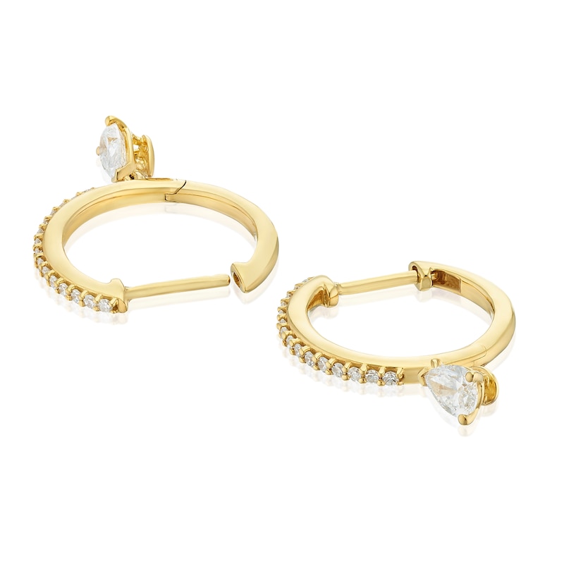 Main Image 2 of Harriet Sterling Silver & 18ct Yellow Gold Plated Vermeil 0.50ct Lab-Grown Diamond Pear Drop Hoop Earrings