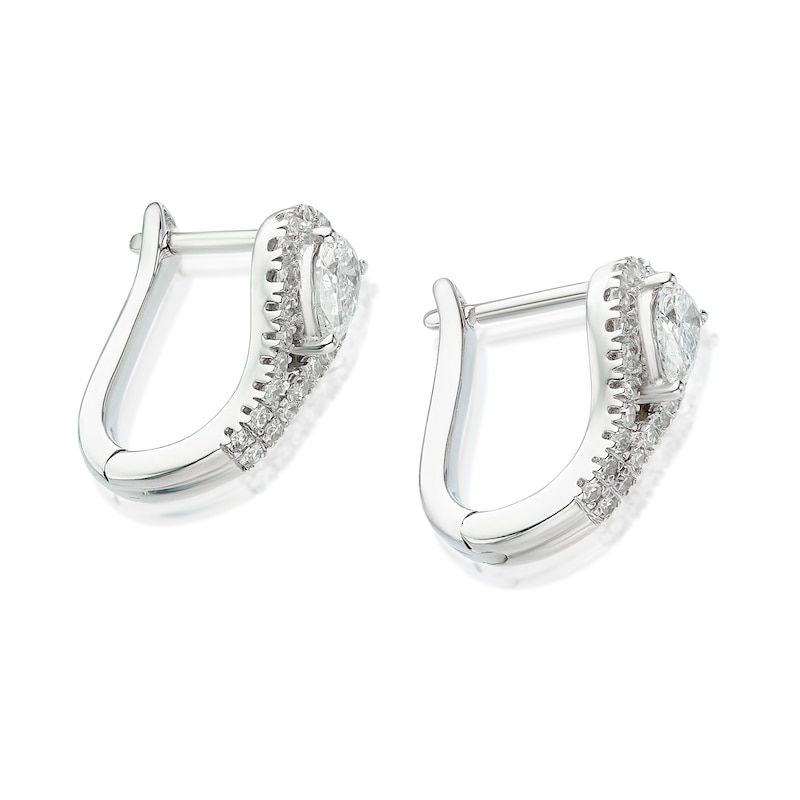 Main Image 2 of Harriet Sterling Silver 0.45ct Lab-Grown Diamond Pear Halo Huggie Hoop Earrings