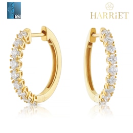 Harriet Sterling Silver & 18ct Yellow Gold Plated Vermeil 1ct Lab-Grown Diamond Round Hoop Earrings