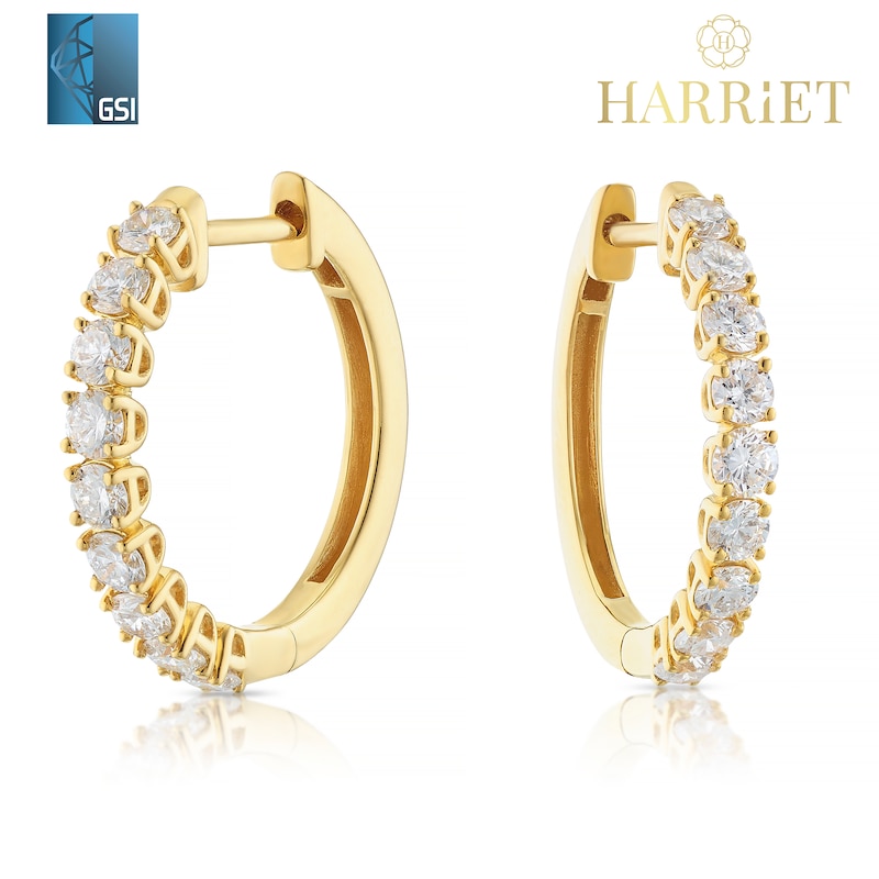 Main Image 1 of Harriet Sterling Silver & 18ct Yellow Gold Plated Vermeil 1ct Lab-Grown Diamond Round Hoop Earrings