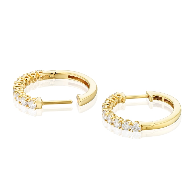 Main Image 2 of Harriet Sterling Silver & 18ct Yellow Gold Plated Vermeil 1ct Lab-Grown Diamond Round Hoop Earrings