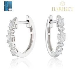 Harriet Sterling Silver 0.50ct Lab-Grown Diamond Round & Oval Hoop Earrings