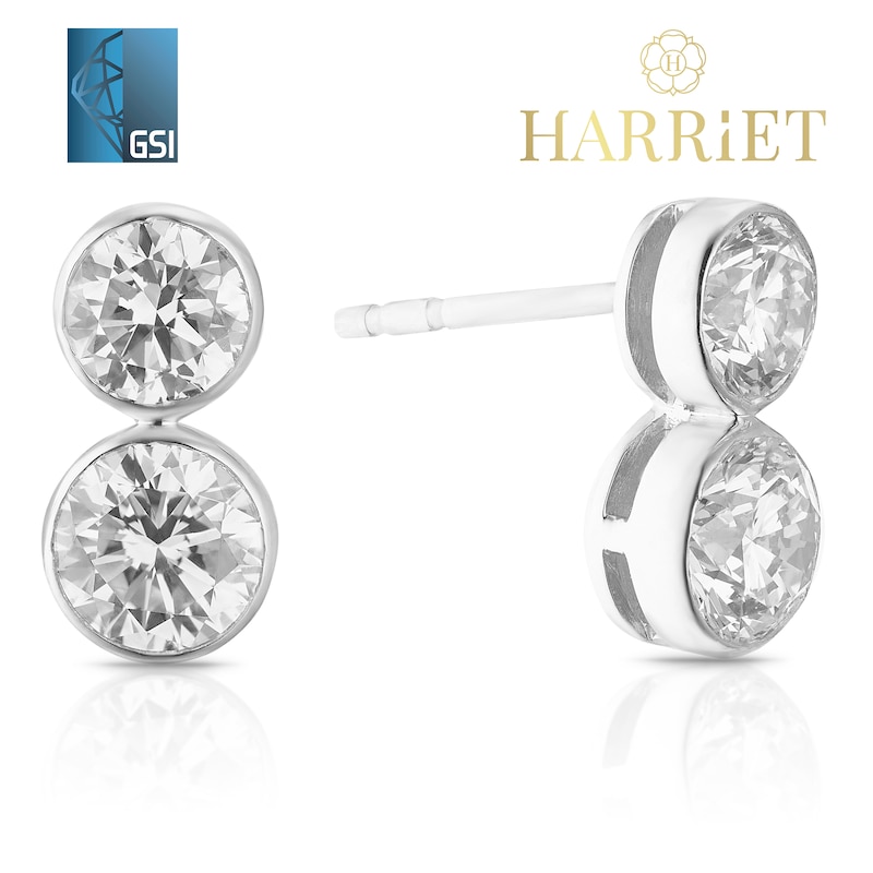 Main Image 1 of Harriet Sterling Silver 1ct Lab-Grown Diamond Graduated Dew Drop Stud Earrings