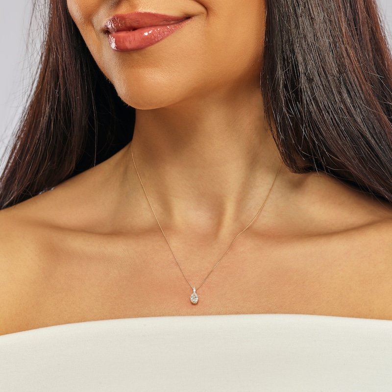 Main Image 5 of Harriet 9ct Yellow Gold 0.50ct Lab-Grown Diamond Oval Pendant Necklace