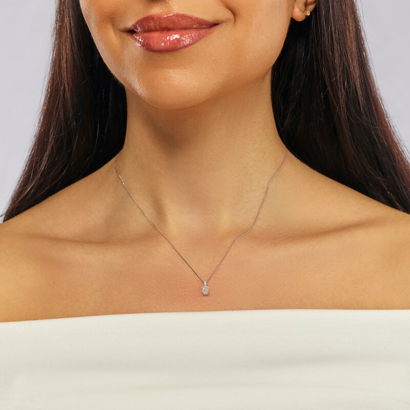 Main Image 5 of Harriet 9ct White Gold 0.50ct Lab-Grown Diamond Baguette Pendant Necklace