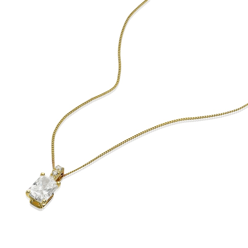 Main Image 2 of Harriet 9ct Yellow Gold 0.50ct Lab-Grown Diamond Emerald Cut Pendant Necklace