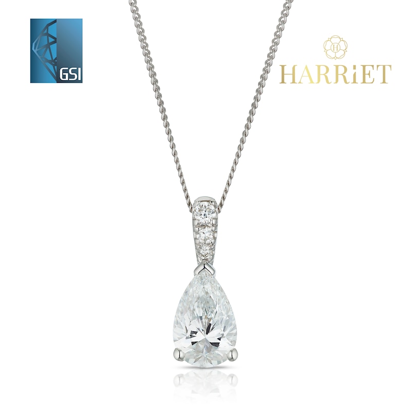 Main Image 1 of Harriet 9ct White Gold 0.50ct Lab-Grown Diamond Pear Pendant Necklace