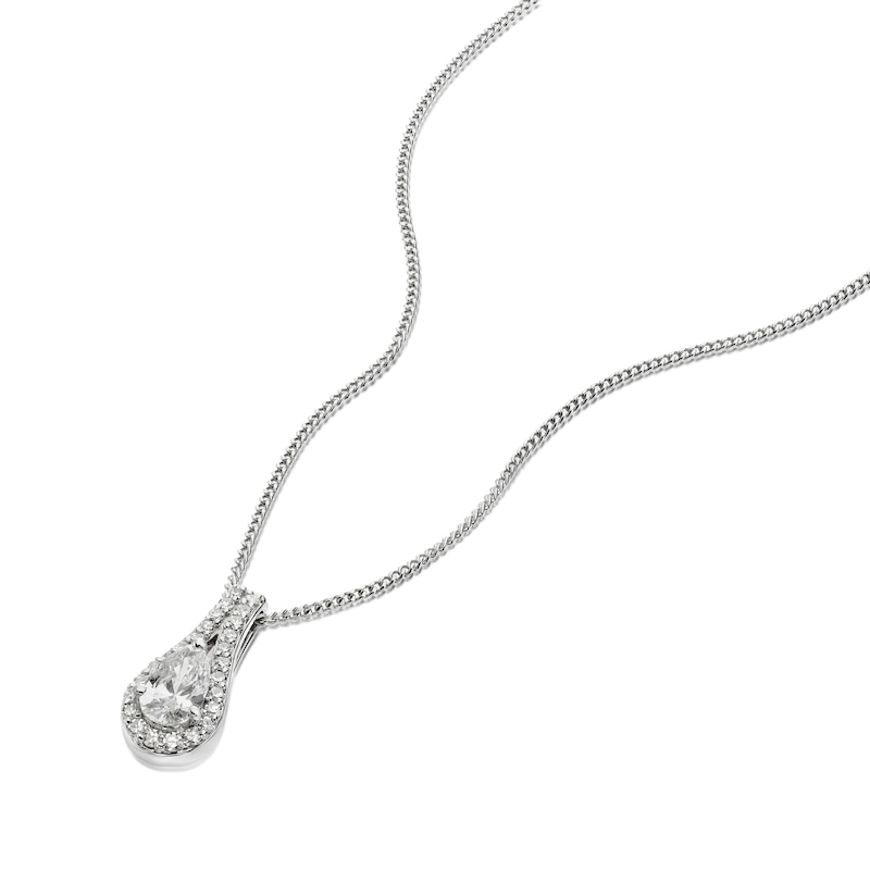 Main Image 2 of Harriet Sterling Silver  0.33ct Lab-Grown Diamond Pear Halo Pendant Necklace